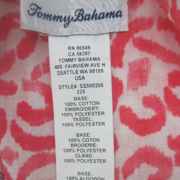 Tommy Bahama Womens One Size Pink White Aqua Blue Cotton Cover Up Tassles O/S - Picture 3 of 9